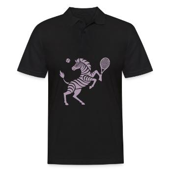 Zebra Tennis Tennisball Balancieren Horn - Männer Poloshirt - Schwarz - Vorne - Kai (181cm)