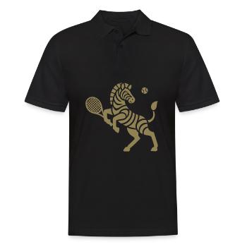 Zebra Tennis Silhouette Minimalistisches Design - Männer Poloshirt - Schwarz - Vorne - Kai (181cm)