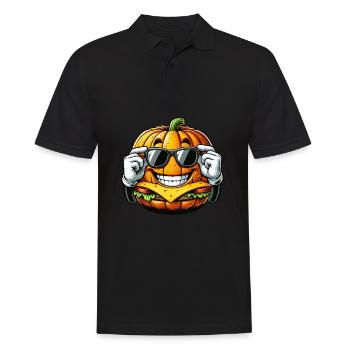 Drôle citrouille burger bande dessinée restauration rapide Halloween - Polo Homme - noir - Devant - Kai (181cm)