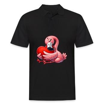 Flamingo Love Saint-Valentin Romance in Love - Polo Homme - noir - Devant - Kai (181cm)