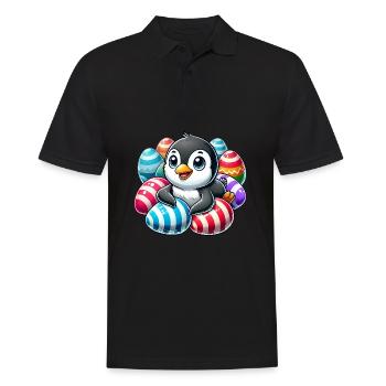 Cute Easter Penguin with Egg Cartoon - Men's Polo Shirt - black - Front - Kai (181cm)
