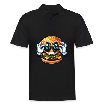 Cooler Burger Comic Fast-Food Liebhaber - Männer Poloshirt - Schwarz - Vorne - Kai (181cm)