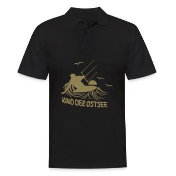 Kitesurfer Kind Ostsee Kiten Silhouette Meer - Männer Poloshirt - Schwarz - Vorne - Kai (181cm)