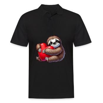 Lazy Sloth with Heart Valentine's Day Love - Men's Polo Shirt - black - Front - Kai (181cm)