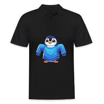 Mignon pingouin de dessin animé Vêtements grande taille - Polo Homme - noir - Devant - Kai (181cm)