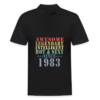 40th Birthday Man June Vintage 1983 Awesome - Polo Homme - noir - Devant - Kai (181cm)