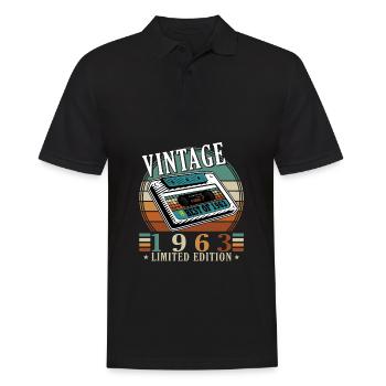60. Geburtstag Jahrgang 1963 Vintage 1963 - Männer Poloshirt - Schwarz - Vorne - Kai (181cm)
