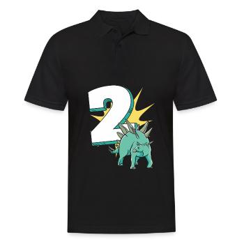 2. Geburtstag Dino Geburtstag Ich bin 2 - Männer Poloshirt - Schwarz - Vorne - Kai (181cm)