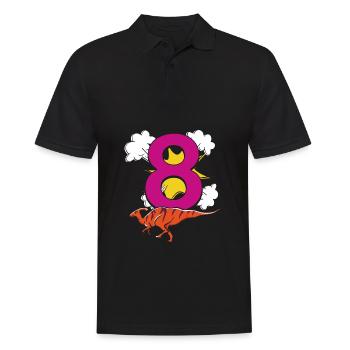 Wild 8 ans 8ème anniversaire Dino Dinosaur Trex - Polo Homme - noir - Devant - Kai (181cm)