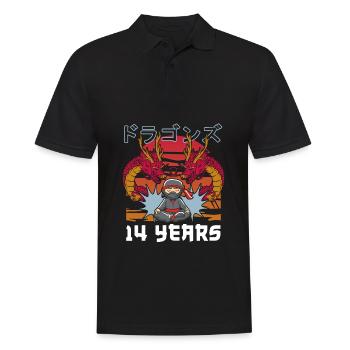 Level 14 Jahre Geburtstagsshirt Ninja Gamer - Männer Poloshirt - Schwarz - Vorne - Kai (181cm)