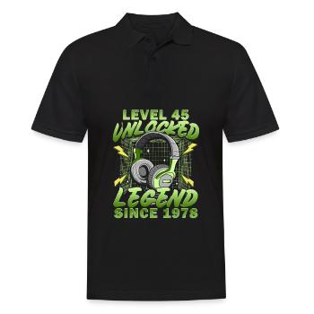 45.Geburtstag - 45 jahre level 45 freigeschaltet - Männer Poloshirt - Schwarz - Vorne - Kai (181cm)