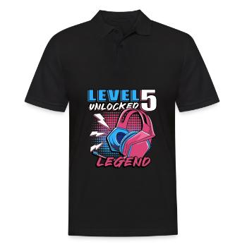 5. Geburtstag Level 5 Gamer Geschenk - Männer Poloshirt - Schwarz - Vorne - Kai (181cm)