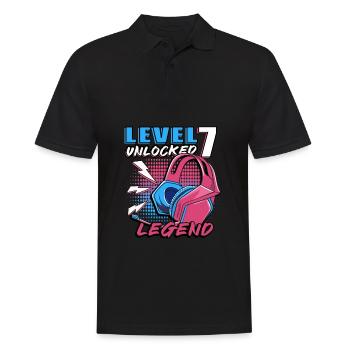 7. Geburtstag Level 7 Gamer Geschenk - Männer Poloshirt - Schwarz - Vorne - Kai (181cm)
