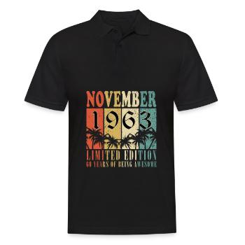 60th Birthday Vintage November 1963 Original 196 - Men's Polo Shirt - black - Front - Kai (181cm)