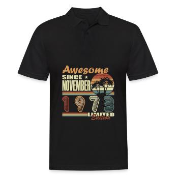 Novembre 1973 Vintage anniversaire Vintage cadeau - Polo Homme - noir - Devant - Kai (181cm)
