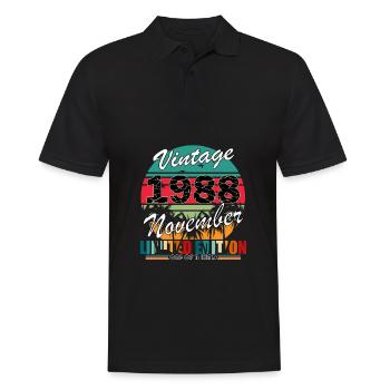 35th Birthday Vintage November 1988 Original 198 - Men's Polo Shirt - black - Front - Kai (181cm)