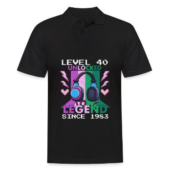 Niveau 40 Joueur débloqué 40 ans 40 Anniversaire - Polo Homme - noir - Devant - Kai (181cm)