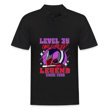 35. Geburtstag Level 35 unlocked - Männer Poloshirt - Schwarz - Vorne - Kai (181cm)