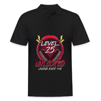 25.Geburtstag - 25 jahre level 25 freigeschaltet - Männer Poloshirt - Schwarz - Vorne - Kai (181cm)