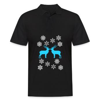 Deer T-Shirt - Winter Deer Motif Gift Idea - Men's Polo Shirt - black - Front - Kai (181cm)