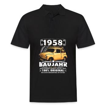 Oldtimer Baujahr 1958 geboren Geburtstag Spruch - Männer Poloshirt - Schwarz - Vorne - Kai (181cm)