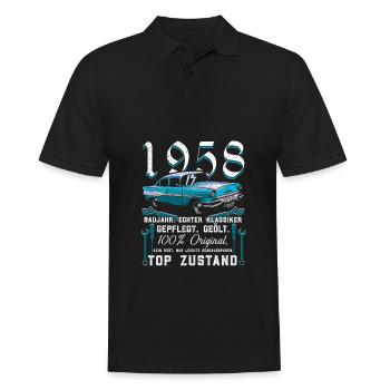 Oldtimer Baujahr 1958 geboren Geburtstag Spruch - Männer Poloshirt - Schwarz - Vorne - Kai (181cm)
