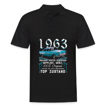 Oldtimer Baujahr 1963 - 60. Geburtstag - Männer Poloshirt - Schwarz - Vorne - Kai (181cm)