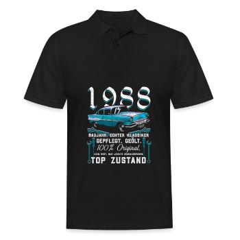 Baujahr 1988 Geburtstags Geschenk - Männer Poloshirt - Schwarz - Vorne - Kai (181cm)