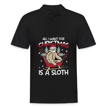 I Want A Sloth For Christmas Cute Sloth - Men's Polo Shirt - black - Front - Kai (181cm)