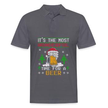 Weihnachten Bier Weihnachtsbier Prost Lustig Humor - Männer Poloshirt - Anthrazit - Vorne - Nico (186cm)