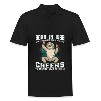 Paresseux Anniversaire 1988 Né en 1988 - Polo Homme - noir - Devant - Kai (181cm)