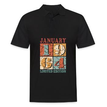 60. Geburtstag 60 Jahre Januar 1964 - Männer Poloshirt - Schwarz - Vorne - Kai (181cm)