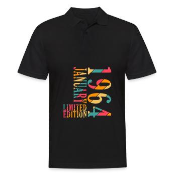 60. Geburtstag 60 Jahre Januar 1964 - Männer Poloshirt - Schwarz - Vorne - Kai (181cm)