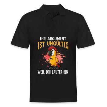 Papagei Argument ungültig Laut - lustiges Geschenk - Männer Poloshirt - Schwarz - Vorne - Kai (181cm)