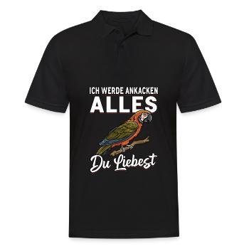 Ich kacke auf alles was du liebst - Papagei lustig - Männer Poloshirt - Schwarz - Vorne - Kai (181cm)