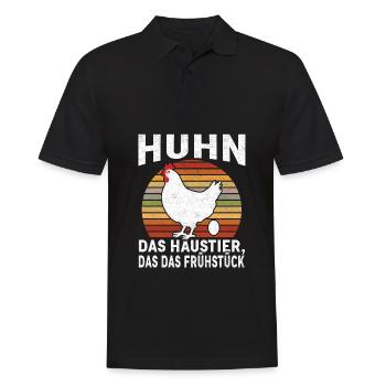 Hühner Huhn Landwirt - Frühstück kackt - Männer Poloshirt - Schwarz - Vorne - Kai (181cm)