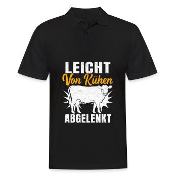 Leicht von Kühen abgelenkt - Kuh Spruch Kühe - Männer Poloshirt - Schwarz - Vorne - Kai (181cm)