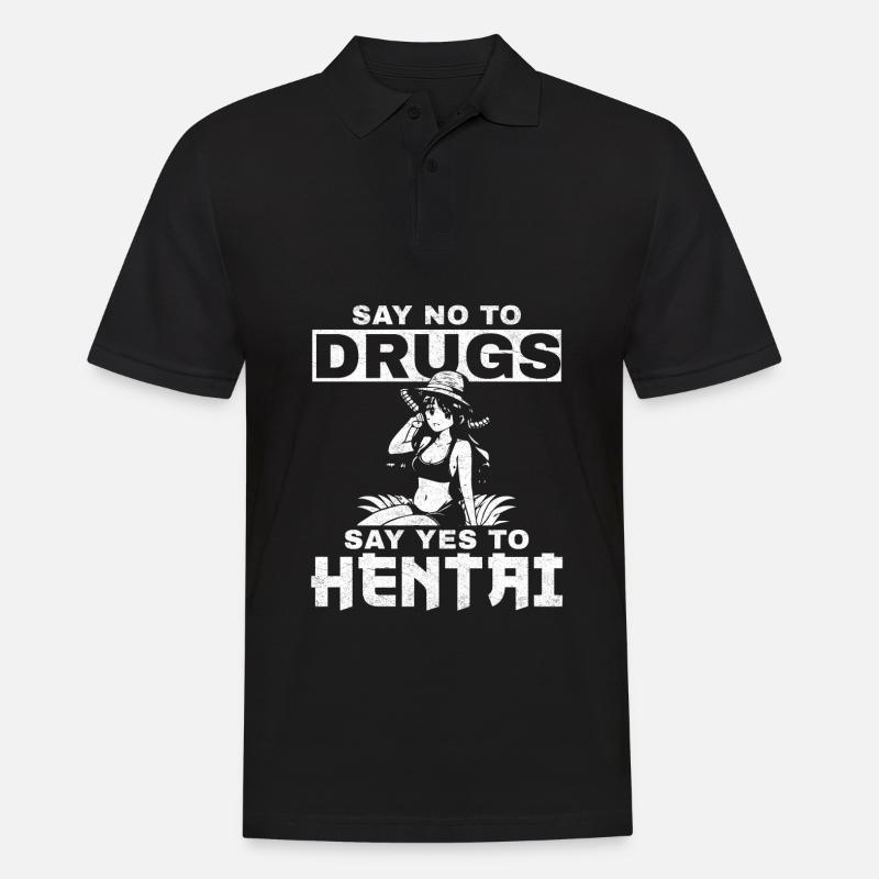 Sag nein zu Drogen aber Ja zu Anime Geschenkidee - Männer Poloshirt - Schwarz