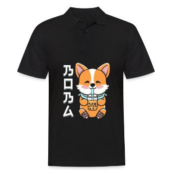 Boba Foxcute Kawaii Fox Drinks Bubble Tea - Men's Polo Shirt - black - Front - Kai (181cm)