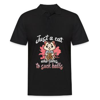 bubble tea cat - Männer Poloshirt - Schwarz - Vorne - Kai (181cm)