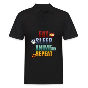 Eat Sleep Anime Repeat Cute Manga Animes - Männer Poloshirt - Schwarz - Vorne - Kai (181cm)