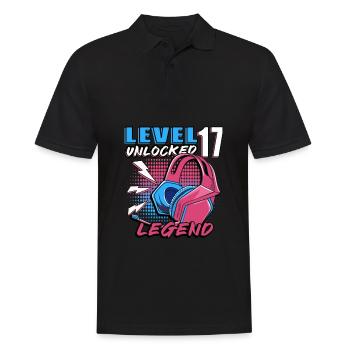17.Geburtstag - 17 jahre level 17 freigeschaltet - Männer Poloshirt - Schwarz - Vorne - Kai (181cm)