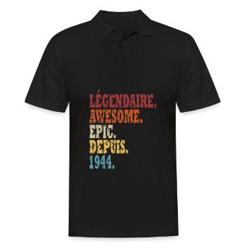 1944 naissance Légendes Anniversaire Vintage Cadea - Polo Homme - noir - Devant - Kai (181cm)