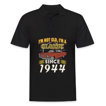 Voiture ancienne construite en 1944 né anniversaire en disant - Polo Homme - noir - Devant - Kai (181cm)
