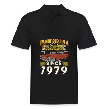 Oldtimer 1979 Jahrgang geboren Geburtstag Geschenk - Männer Poloshirt - Schwarz - Vorne - Kai (181cm)