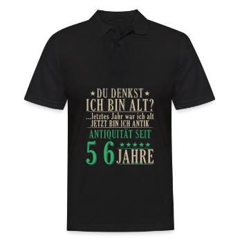 Antiquität 56 Jahre alt - 56. Geburtstag Spruch - Männer Poloshirt - Schwarz - Vorne - Kai (181cm)