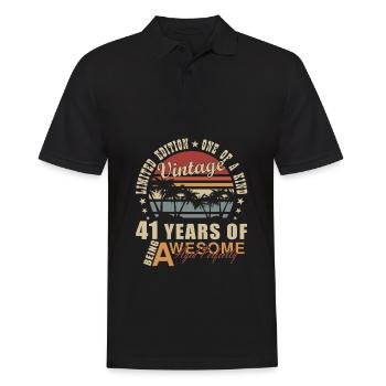 41 Geburtstag 41 Jahre 41 Lebensjahr 41 Lebenalter - Männer Poloshirt - Schwarz - Vorne - Kai (181cm)