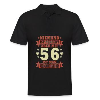 56 Jahre 56. Geburtstag lustiger Spruch Geschenk - Männer Poloshirt - Schwarz - Vorne - Kai (181cm)