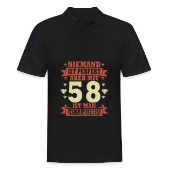 58 Jahre 58. Geburtstag lustiger Spruch Geschenk - Männer Poloshirt - Schwarz - Vorne - Kai (181cm)