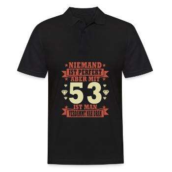 53 Jahre 53. Geburtstag lustiger Spruch Geschenk - Männer Poloshirt - Schwarz - Vorne - Kai (181cm)